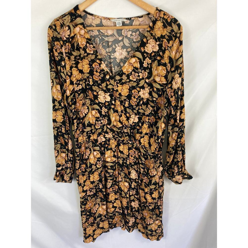 American Eagle Floral Long Sleeve Faux Wrap Dress Size XLTall